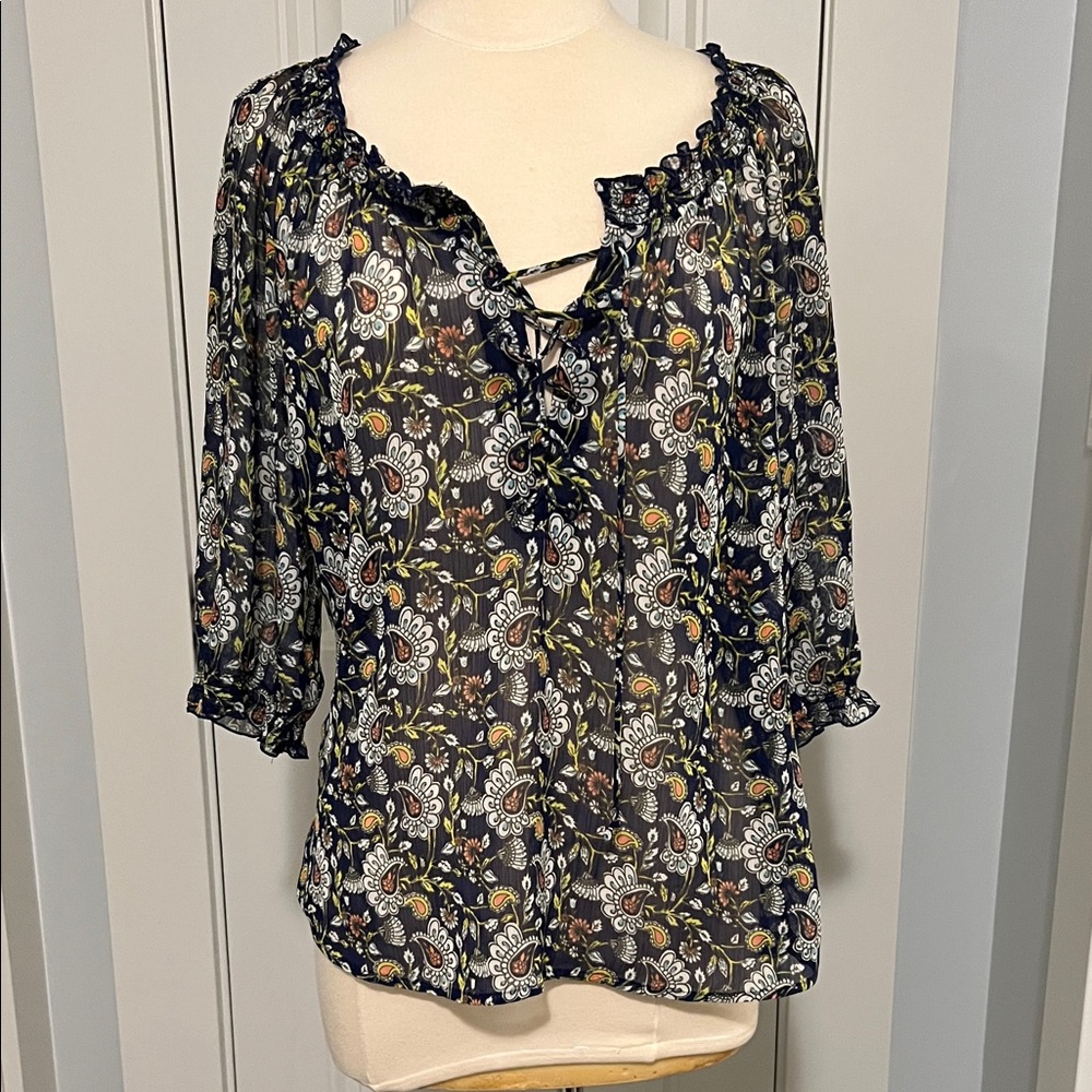 Old Navy Navy Blue Floral Women's Blouse